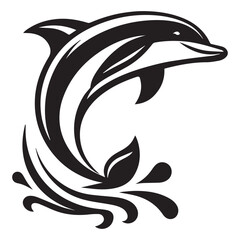 Obraz premium Leaping Dolphin Silhouette,dolphin isolated on white background,silhouette of a dolphin icon