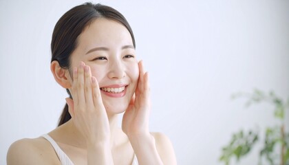 beauty skincare concept, smiling woman
