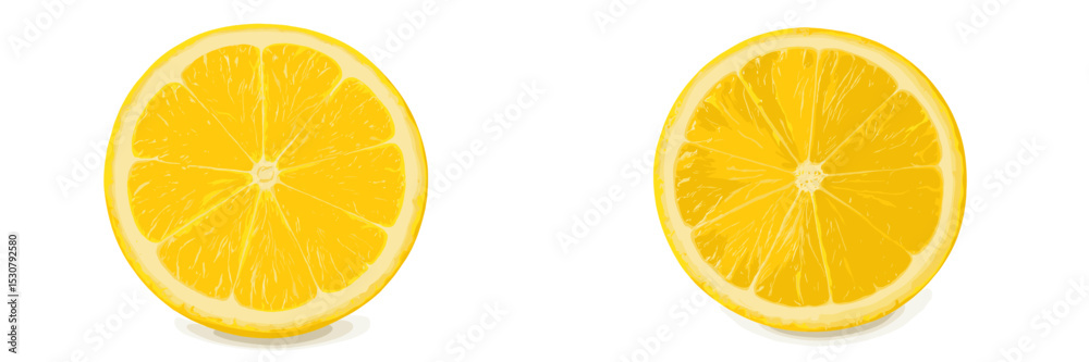 Poster Lemon slices displayed against a white background highlighting their vibrant color and texture in a fresh, appetizing way
