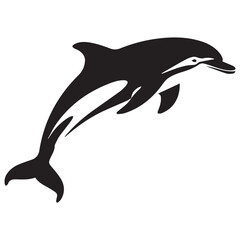 Leaping Dolphin Silhouette,dolphin isolated on white background,silhouette of a dolphin icon