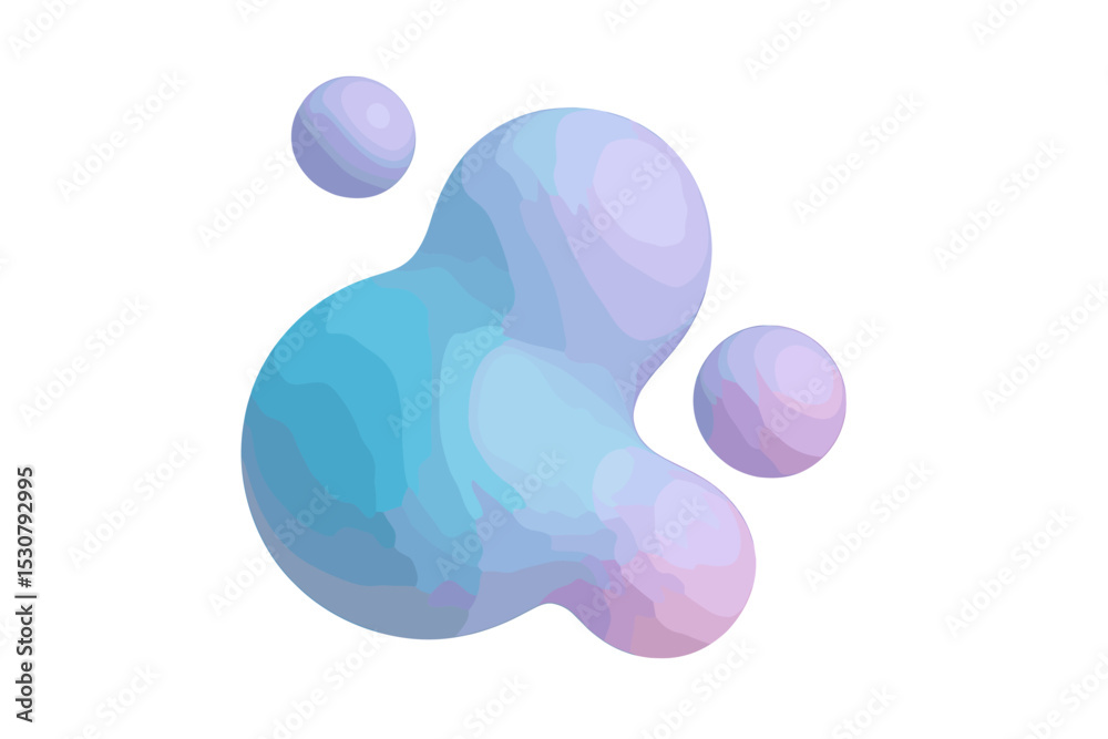 Poster abstract blue and purple shapes float in a minimalist design showcasing modern artistic expression