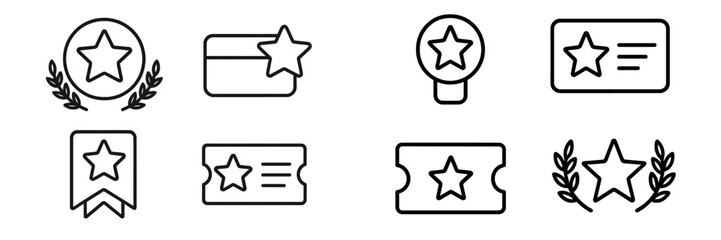 Obraz premium Icons representing various types of rewards and achievements displayed in a simple black and white style