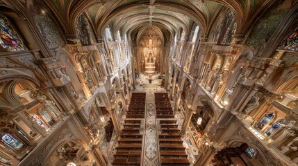 Obraz premium Interior of the cathedral basilica of Saint Louis. Perfect for travel brochures, religious publications, architectural websites, and historical presentations.