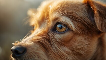 Close-up of a dog's eye showing a fresh scar with some blood on her eyelid, indicating unhealthy condition.