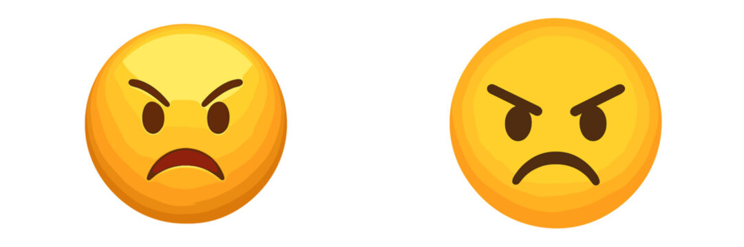 Expressions of anger represented by emojis showing different degrees of frustration and annoyance in a digital format