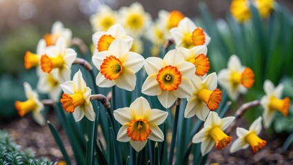 Obraz premium Vivid daffodils blooming at the beginning of the season