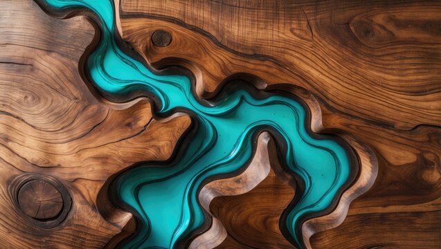 Casting epoxy resin to stabilize Leza burl wood, creating an abstract art background with textured appearance
