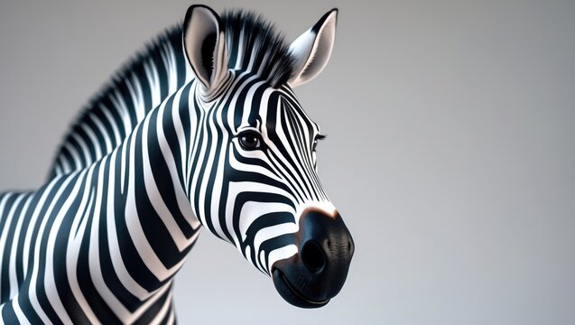 Close-up of African Zebra Isolated on White background. - Powered by Adobe