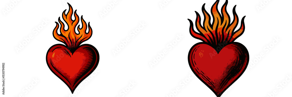 Poster unique artistic depiction of flaming hearts designed for creative projects and digital use
