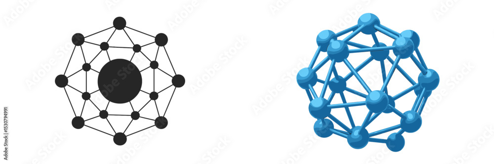 Leinwandbilder Abstract representation of network structures showcasing two distinct designs illustrating connectivity concepts