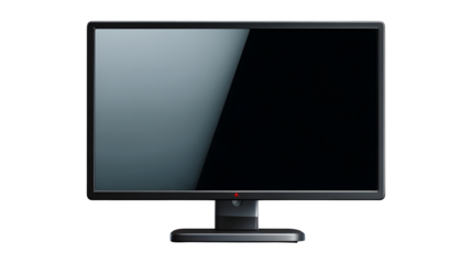 Monitor with transparent screen mockup, front view, clean edges