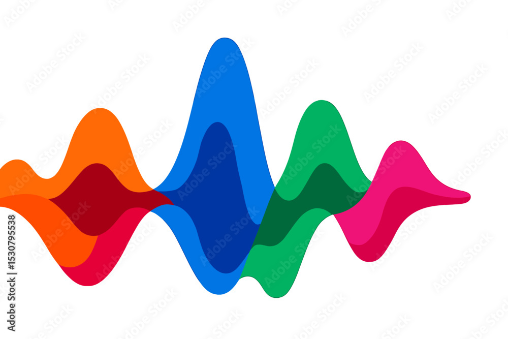 Poster Colorful sound wave design representing audio frequencies in a modern artistic style
