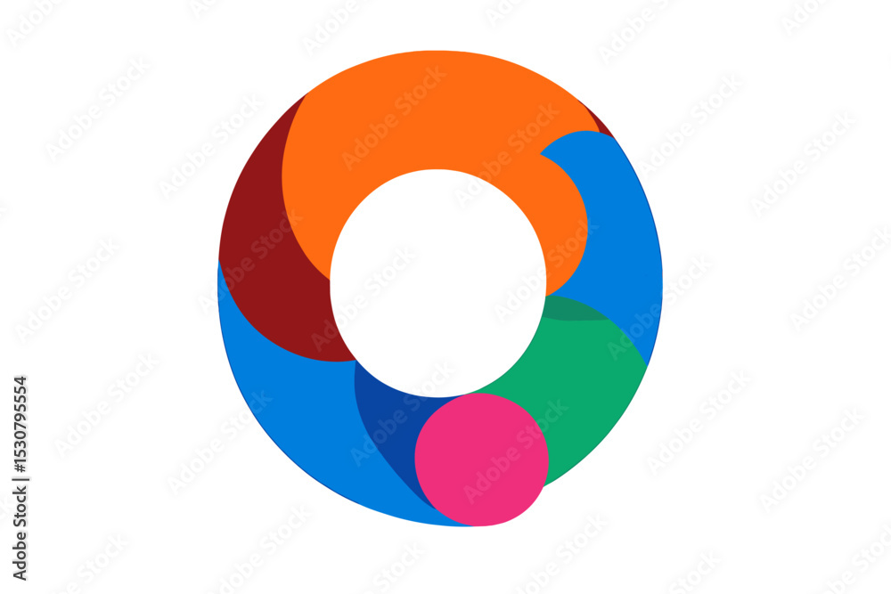 Poster Colorful abstract design with interlocking shapes and vibrant hues in a minimalistic style