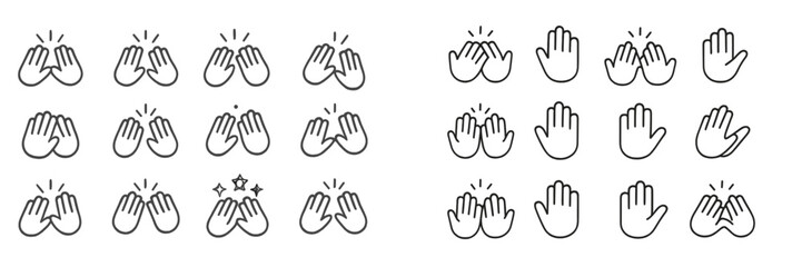 Fototapeta premium Hand gestures demonstrating applause and celebration in a simple graphic design