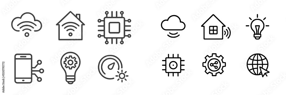 Poster modern technology icons representing smart home and iot concepts for digital innovation and connecti