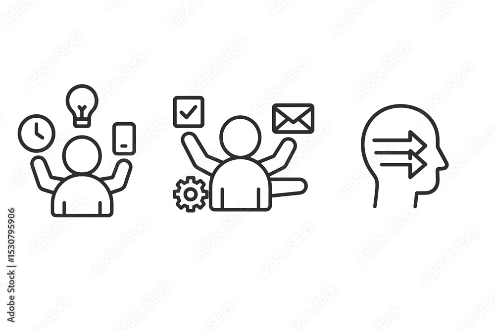 Poster Conceptual representation of multitasking and productivity in a modern work environment