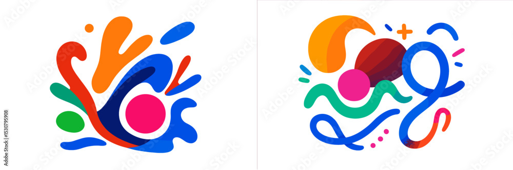 Poster Colorful abstract graphics showcase vibrant shapes and forms in a playful design that captivates the viewer's attention