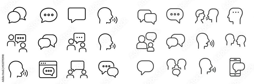 Poster Various speech bubble icons representing conversation and communication in digital and social contexts