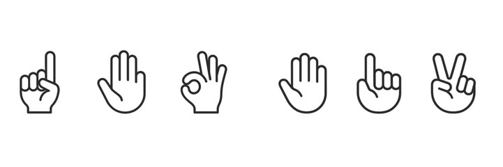 Obraz premium Different hand gestures displayed in a series to represent various meanings and messages in communication