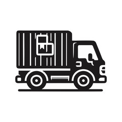Stylized Black And White Truck Illustration Conveying Transportation Or Delivery Services Theme