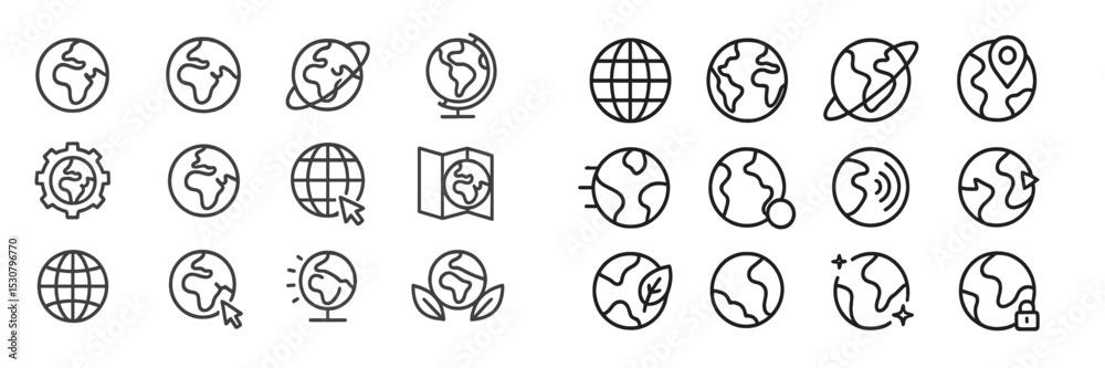 Fototapete Various globe and map icons representing global themes and navigation in a clean design format suitable for digital content
