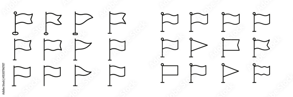 Leinwandbilder Various designs of flags arranged in grid pattern showcasing different shapes and sizes of flags on a white background