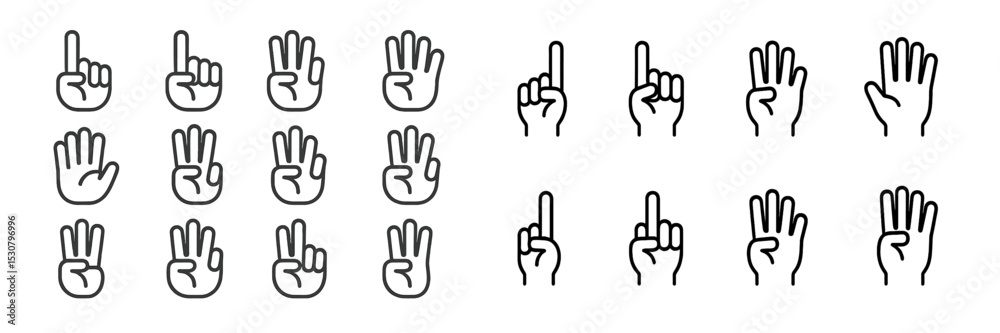 Aufkleber Various hand signs displayed in a grid format illustrating numbers one to five in a clear and simple style