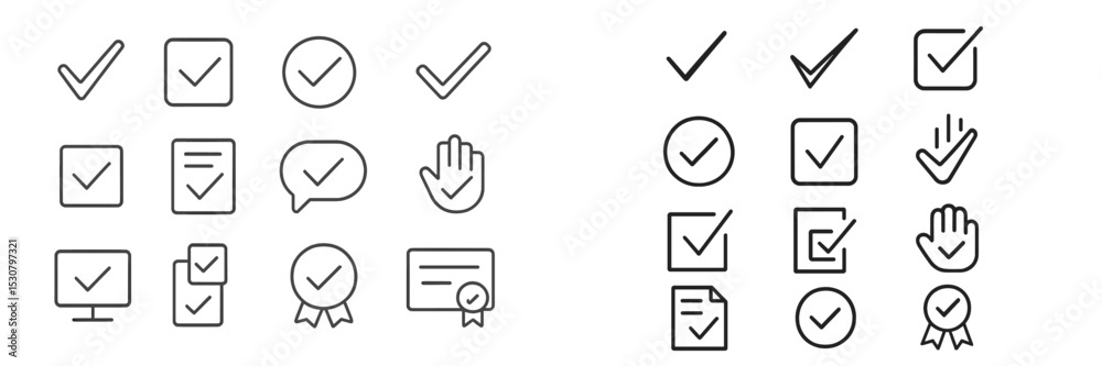 Aufkleber checklist icons showcasing various tasks and communication styles in a minimalist design for organiz