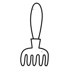 Hand drawn doodle rake on white background.