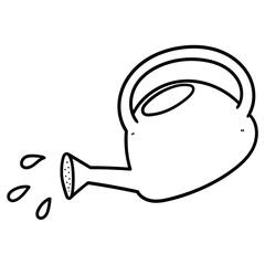 Hand drawn doodle watering can on white background.