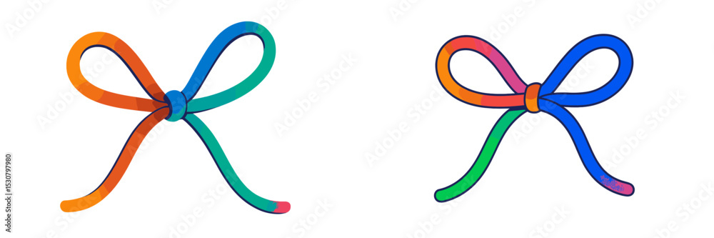 Poster brightly colored bows displayed in various styles against a plain background for design inspiration 