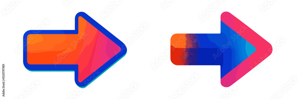 Poster Colorful arrows indicating direction with gradient effects on a white background during a design showcase