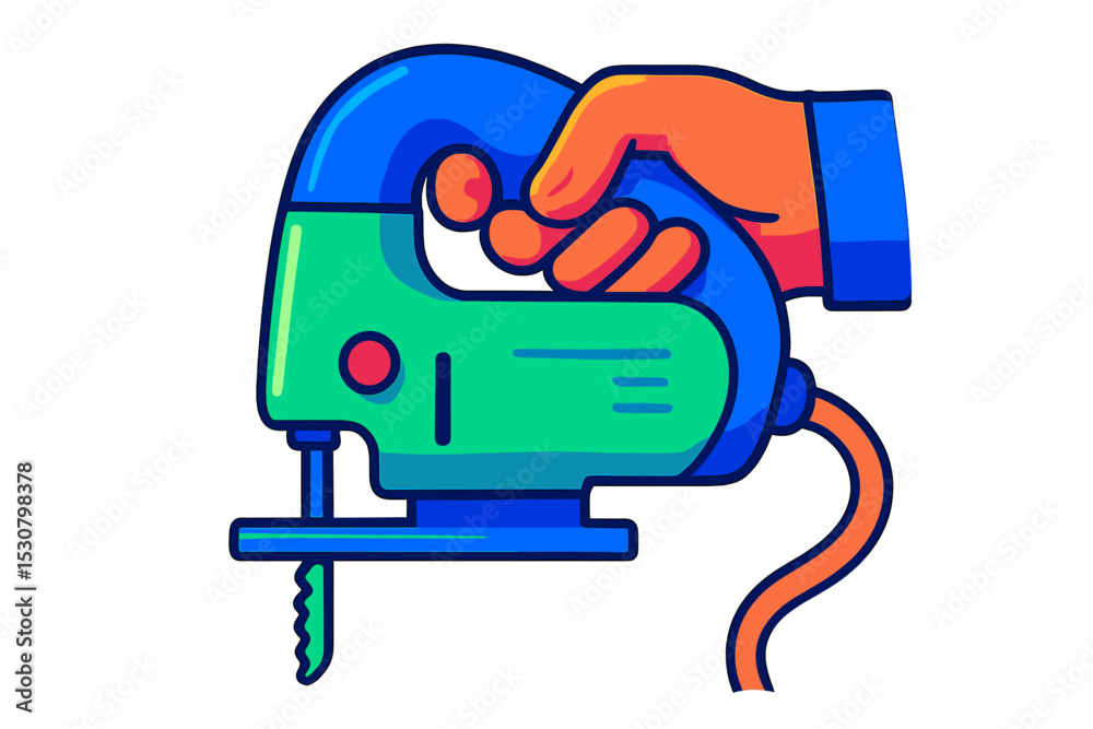 Poster handheld electric saw in use for diy projects indoors during daylight hours