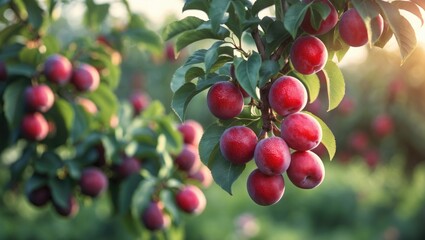 American Plum tree producing fruit in early September in Wisconsin
