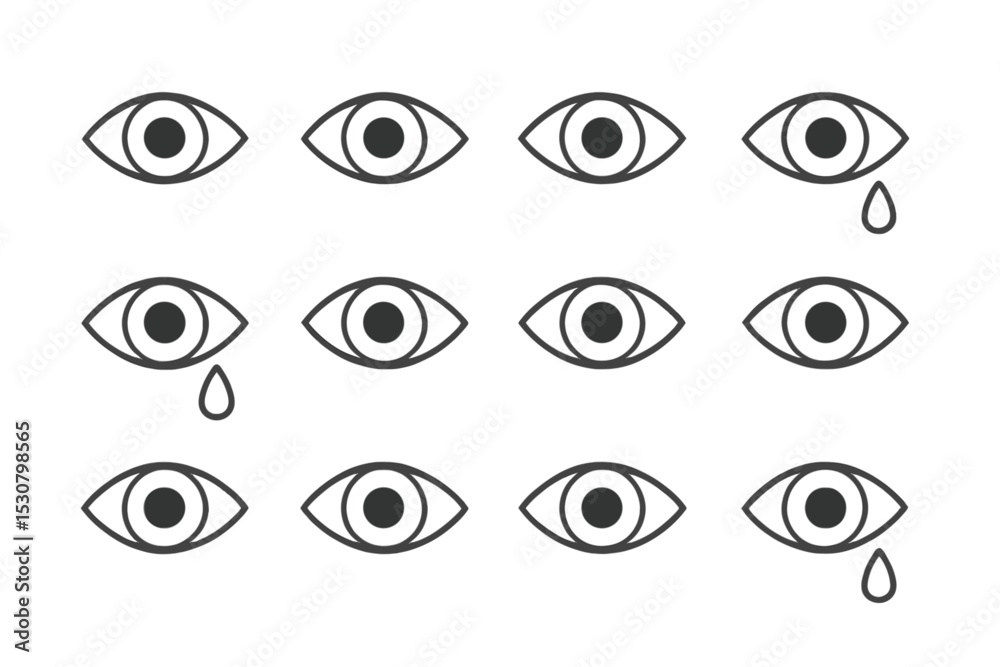 Poster expressions of emotion represented through eye symbols, showcasing various states including sadness 