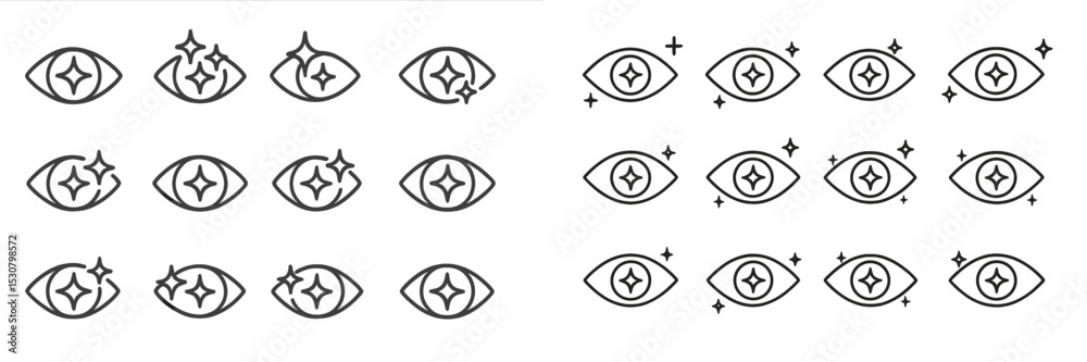 Aufkleber various sparkling eye symbols in a decorative pattern showcasing creativity and design elements