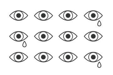 Expressions of emotion represented through eye symbols, showcasing various states including sadness and normalcy