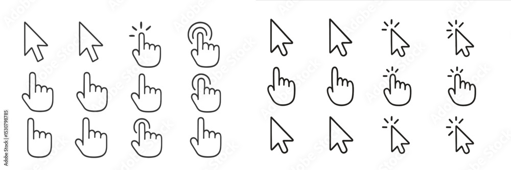 Fototapete Collection of cursor and touch interaction icons in minimalist design suitable for web and app interfaces