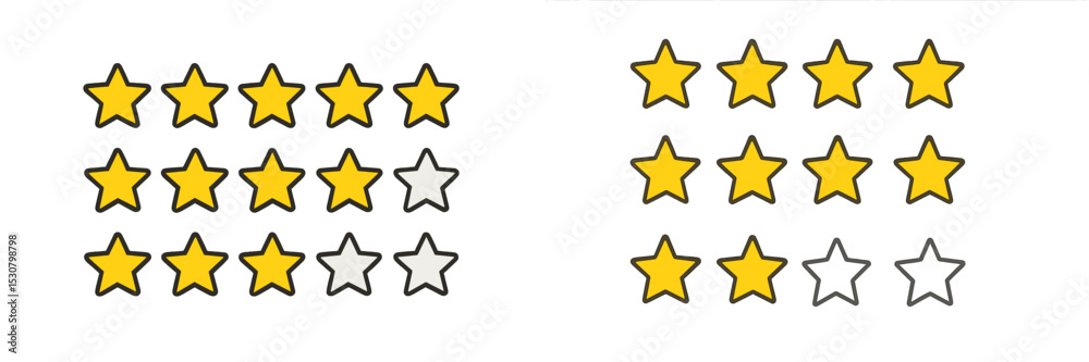 Fototapete rating system showing full and empty stars in a grid pattern