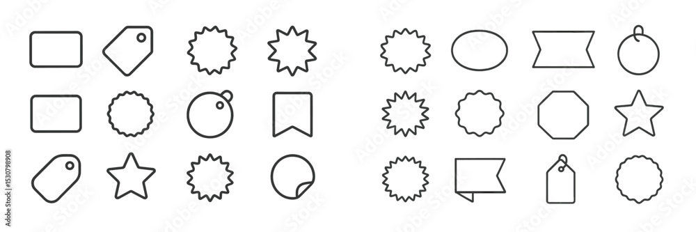 Poster Collection of simple line art shapes suitable for various design projects and creative uses