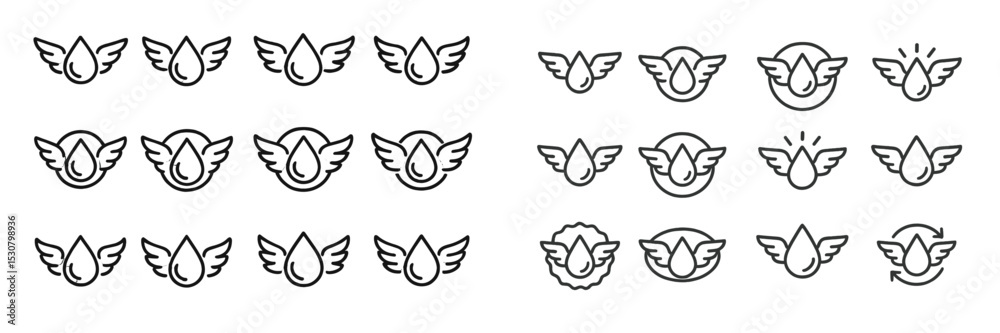 Poster Unique winged logo designs showcasing various styles for branding concepts and creative projects