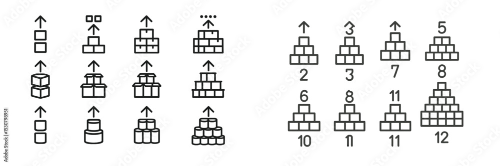Poster Creative stacking exercises demonstrating various arrangements and counts of blocks in a simplified format