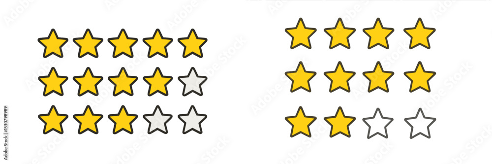 Poster Rating system depicted with yellow and gray stars in a simple layout for review purposes
