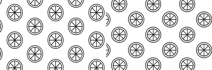 Fototapeta premium Pattern of sliced citrus fruits on a white background showcasing geometric design and minimalistic style