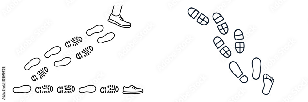 Poster Footprints illustrating different types of footwear in a simple design at a public space