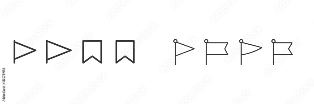 Poster Different flag designs representing concepts of direction, communication, and representation in a minimalist style