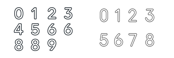 Modern design of numbers in two different styles displayed on a white background