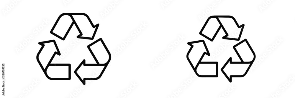 Poster symbols illustrating recycling concepts in a minimalist style with arrows demonstrating the circular