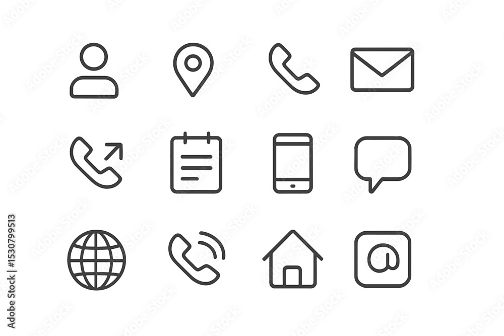 Aufkleber Icons representing communication methods and digital interaction designed for user interface applications and modern technology landscapes