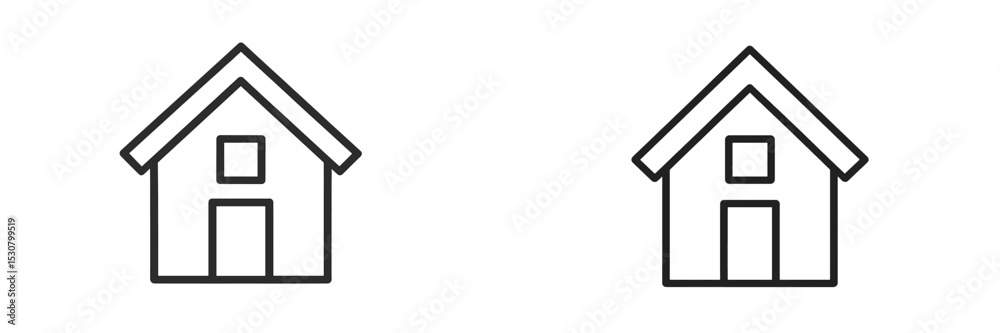 Aufkleber Simple line drawings of two houses side by side demonstrate different styles and forms in minimalist design